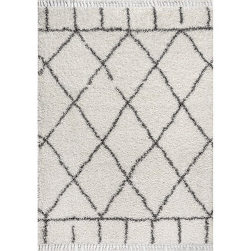 Mercer Shag Plush Tassel Moroccan Geometric Trellis Area Rug